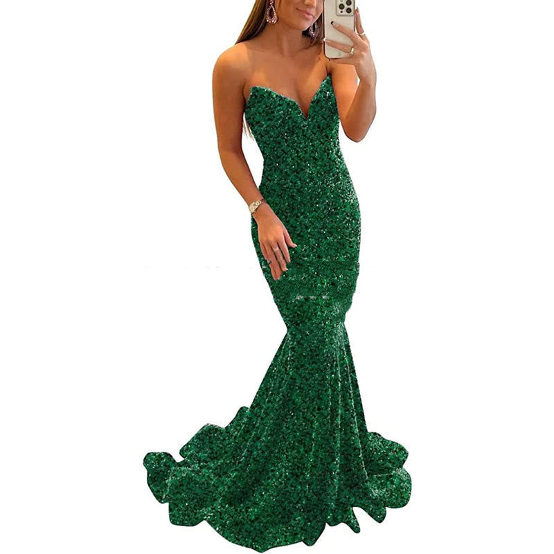Sequin Evening Dresses For Women Formal  Long Prom Party Gowns