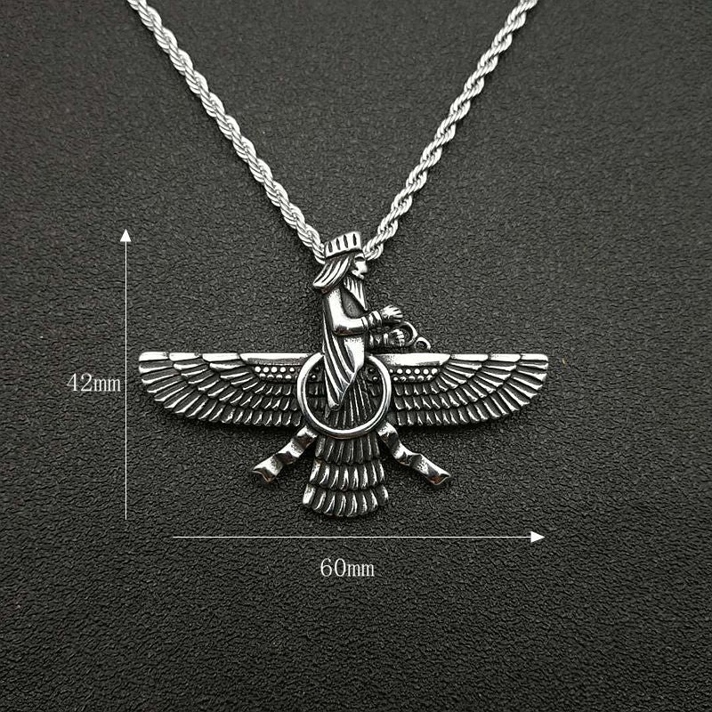 Persian Jewelry Titanium Steel Gold Plated Zoroastrian Pendant Necklace