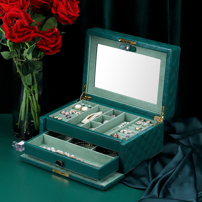 Luxury Double Layer Jewelry Storage Box Large Capacity