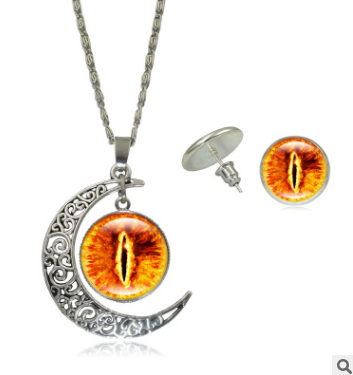 Necklace for fashion jewelry Color pupil eye series time gemstone necklace earrings Jewelry set