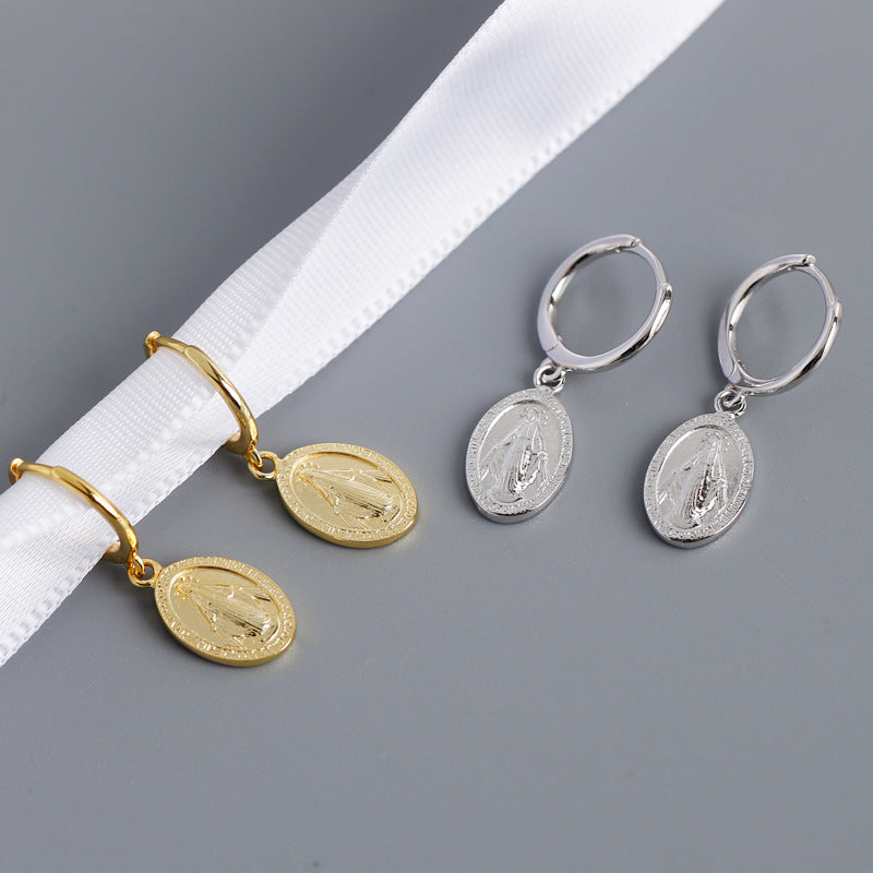 100% 925 Golden earrings sterling silver earrings