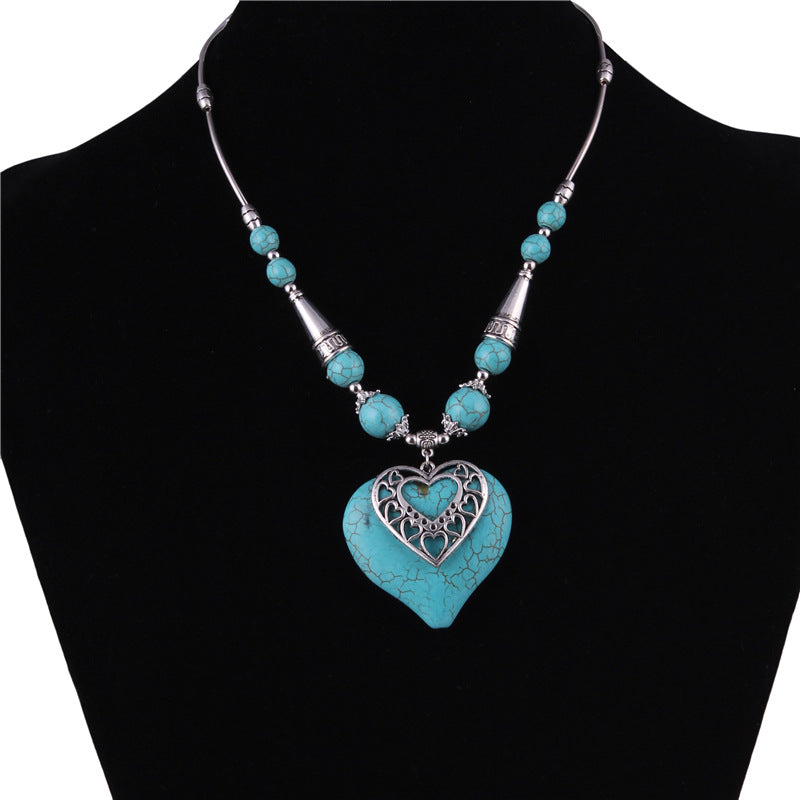 Love Turquoise Short Alloy Necklace