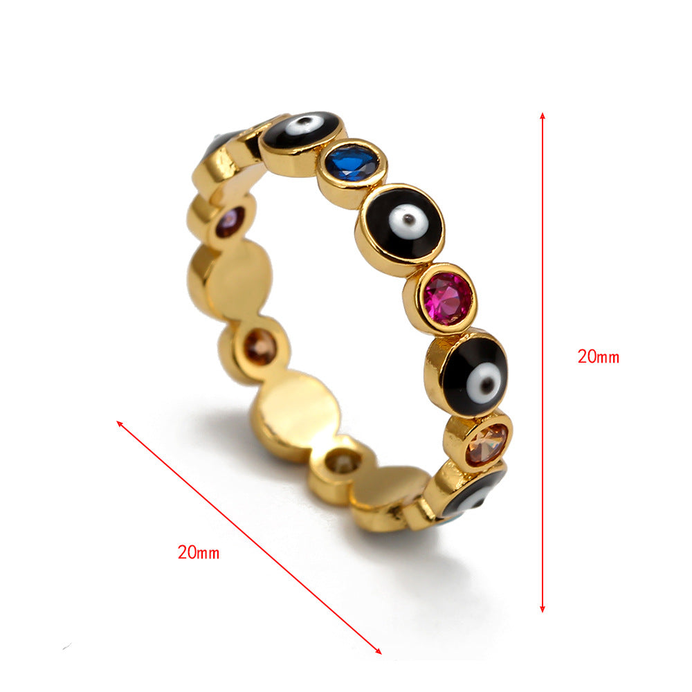 Turkish Evil Eye Ring Gold Color Copper Dropping Oil