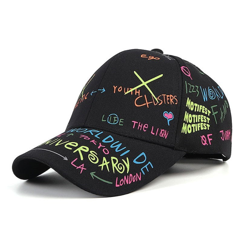 New Trendy Printed Sunshade Hip Hop Cap Unisex Adjustable Baseball Cap Korean Casual Sun Hat Cap