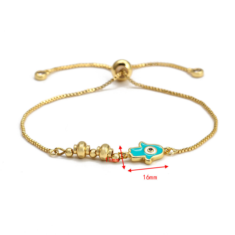 EVIL EYE  Hand Tree Turkish Evil Eye Charm Bracelet Gold Color Adjustable Bracelet Fashion Jewelry for Women Girls BE149