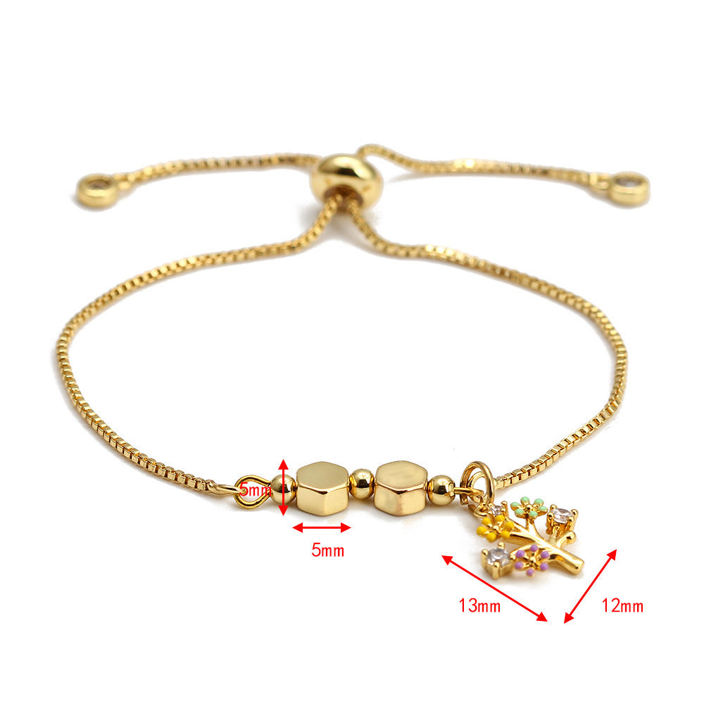 EVIL EYE  Hand Tree Turkish Evil Eye Charm Bracelet Gold Color Adjustable Bracelet Fashion Jewelry for Women Girls BE149