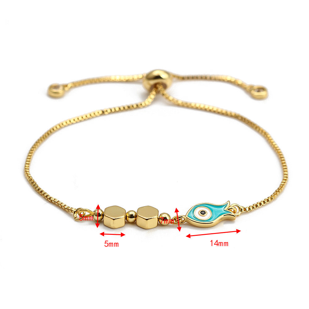 EVIL EYE  Hand Tree Turkish Evil Eye Charm Bracelet Gold Color Adjustable Bracelet Fashion Jewelry for Women Girls BE149