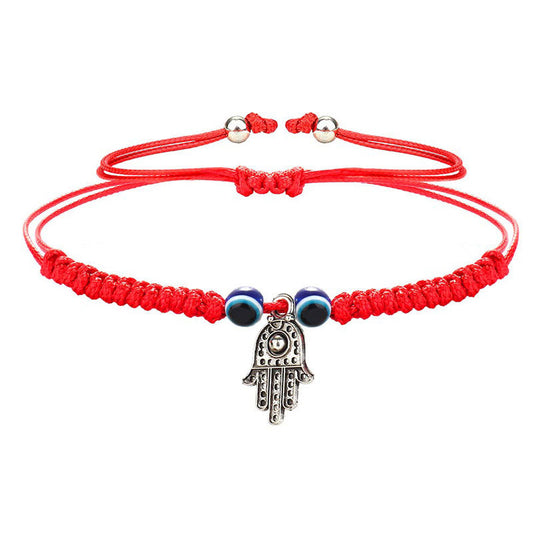 Evil Turkish blue eyes hand-woven bracelet  red string/resin