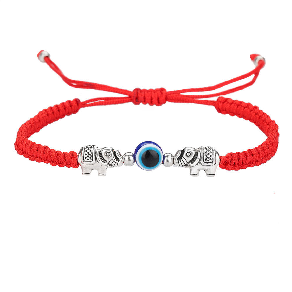 Evil Turkish blue eyes hand-woven bracelet  red string/resin