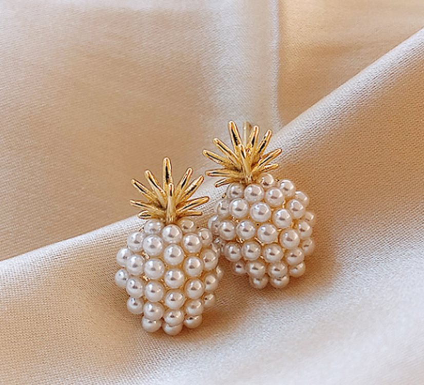 Pineapple Pearl Earrings, Gift for Mom, Daughter, Girlfriend