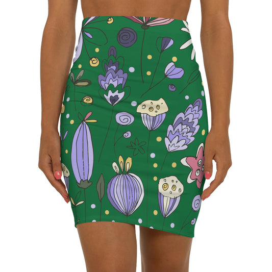 Women's GreenFlower Mini Skirt Made in U.S.A