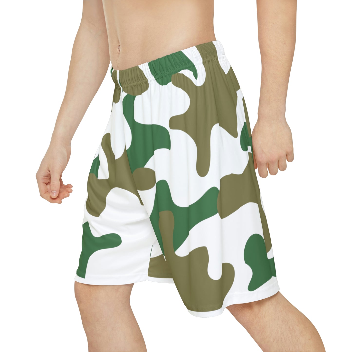 Shorts Men's Gym Shorts Camouflage color, great for workout, Basketball White