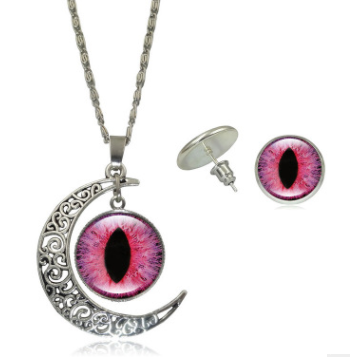 Necklace for fashion jewelry Color pupil eye series time gemstone necklace earrings Jewelry set