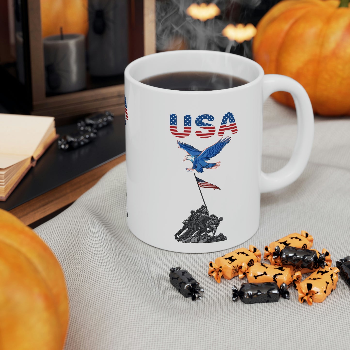 U.S.A flag Freedom coffee Tea Ceramic Mug 11oz, Great Gift, Independence day , chocolate lovers