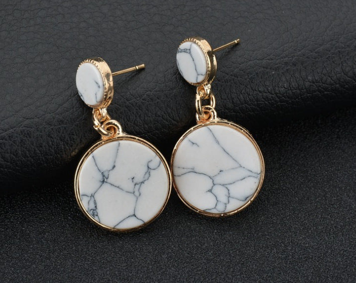 Marble round turquoise earrings