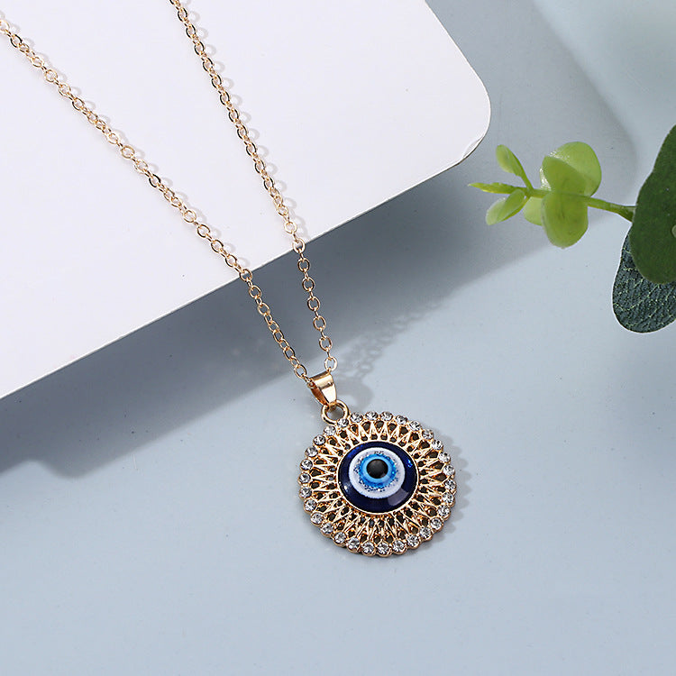 Turkish Eye Necklace Point Diamond Round Blue Eyes