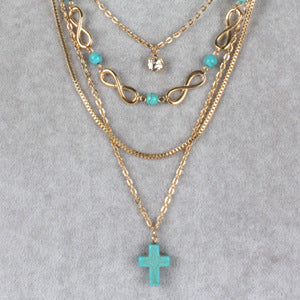 Boho Turquoise Cross Chic Necklace, great gift for mom