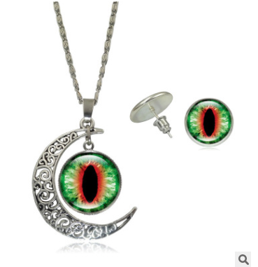 Necklace for fashion jewelry Color pupil eye series time gemstone necklace earrings Jewelry set