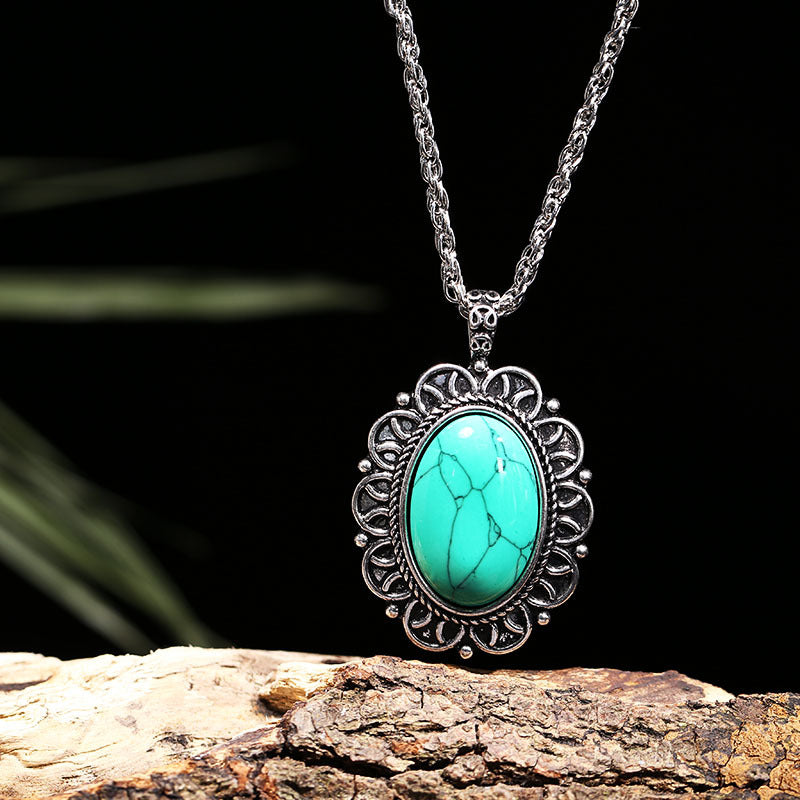 Retro Turquoise Pendant Necklace