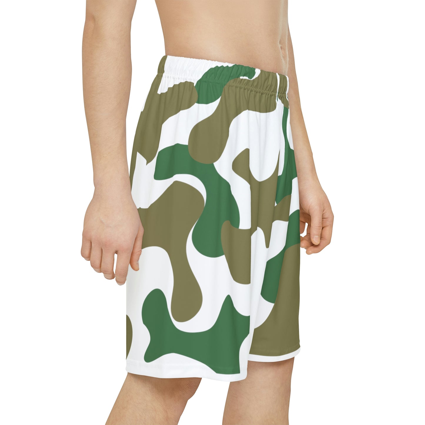 Shorts Men's Gym Shorts Camouflage color, great for workout, Basketball White