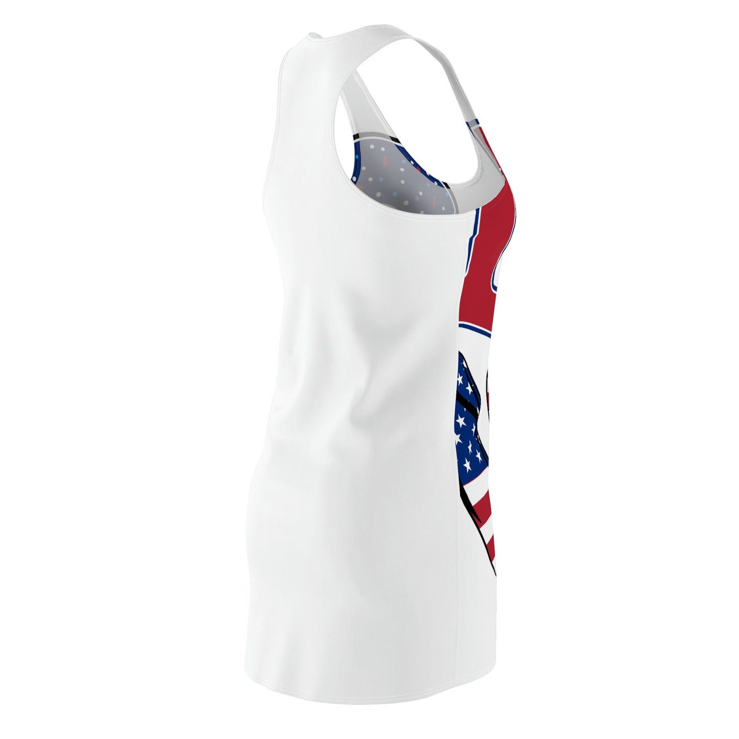 Dress Love Your Country in Style with this Women's Cut & Sew Racerback Dress featuring the U.S. Flag