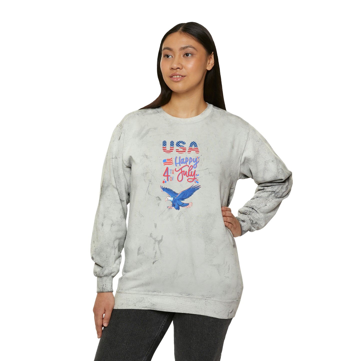 Sweatshirt Happy 4th of July, Men and Women Unisex Color Blast Crewneck Sweatshirt U.S.A