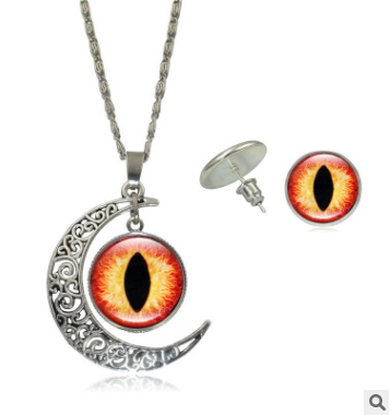 Necklace for fashion jewelry Color pupil eye series time gemstone necklace earrings Jewelry set