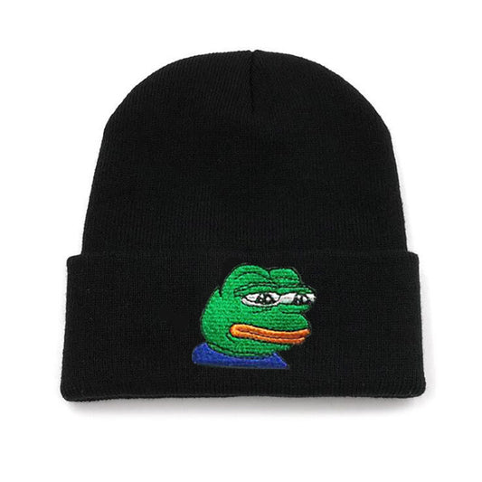 Embroidered Big Face Frog Men And Women Casual Cold-Resistant Knitted Cold