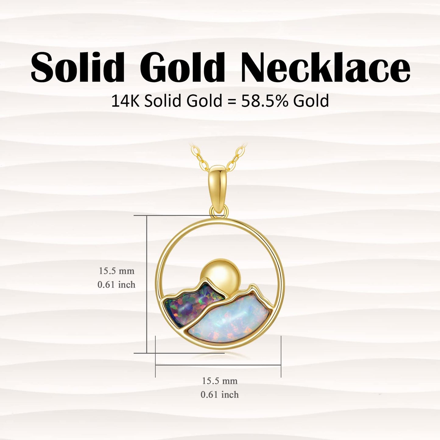 14K Gold Opal Mountain Necklace for Women 16+1+1 inches