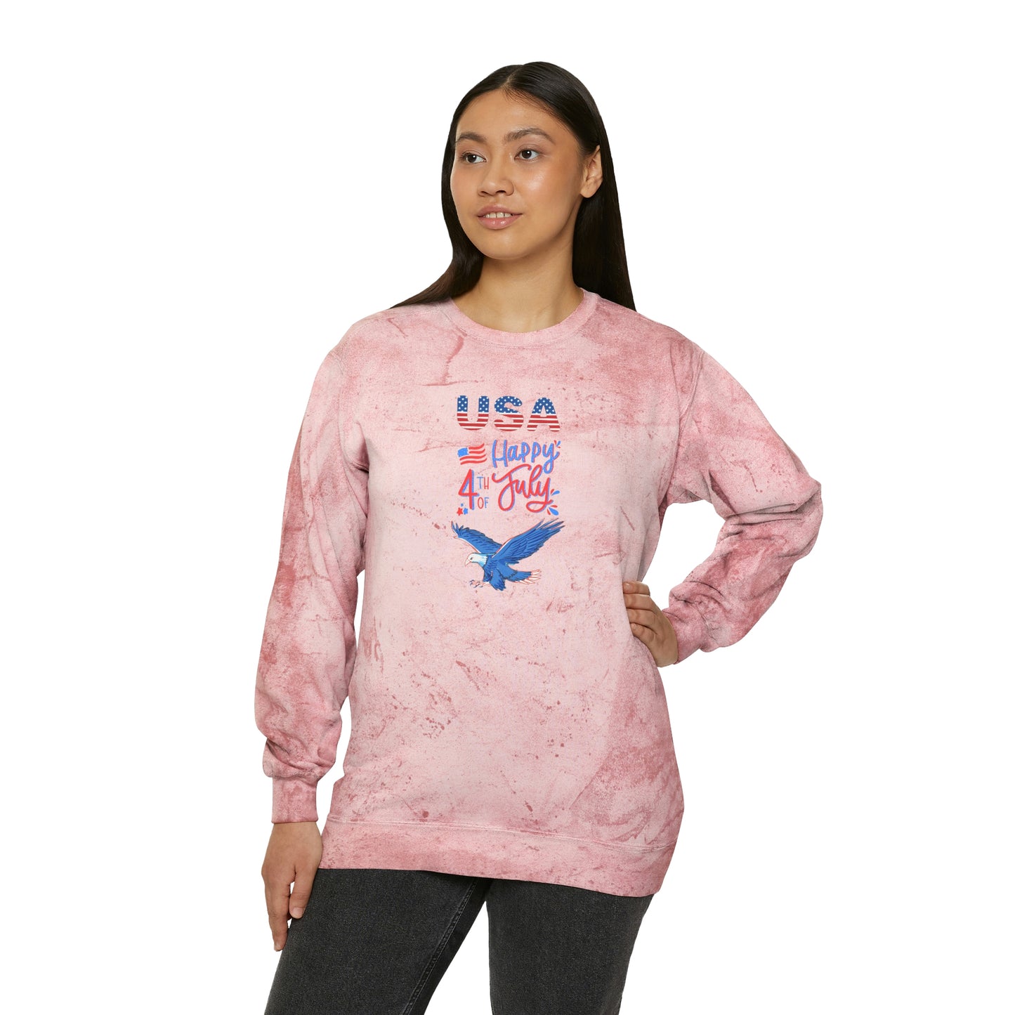 Sweatshirt Happy 4th of July, Men and Women Unisex Color Blast Crewneck Sweatshirt U.S.A