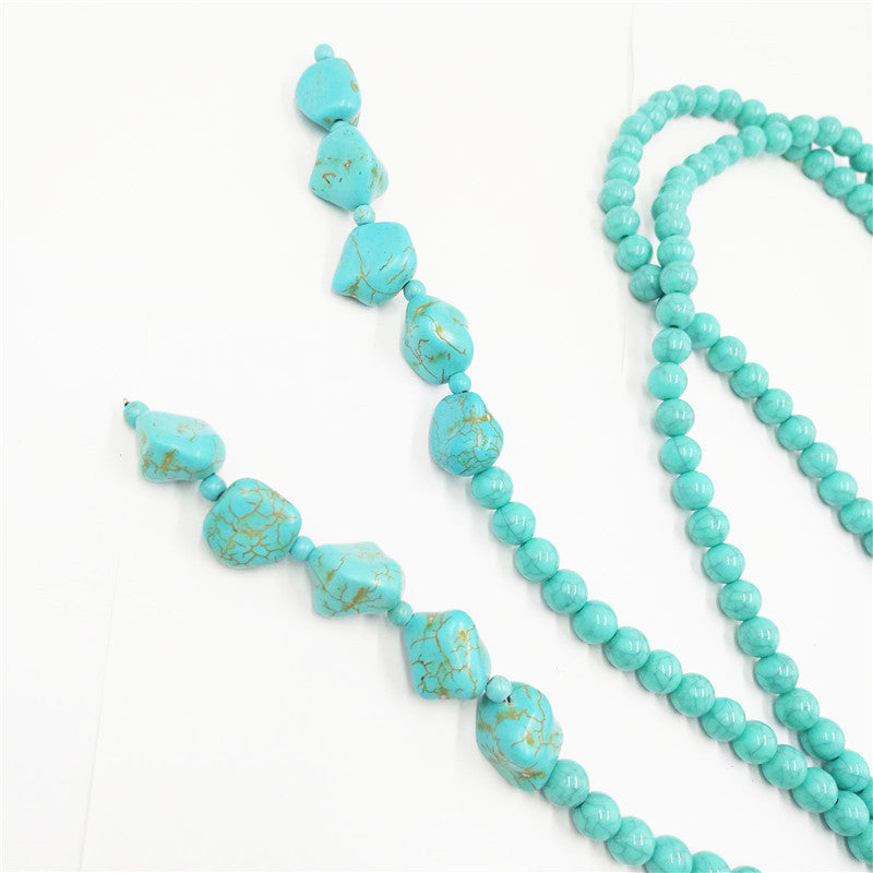 Natural Turquoise Necklace Long Sweater Chain