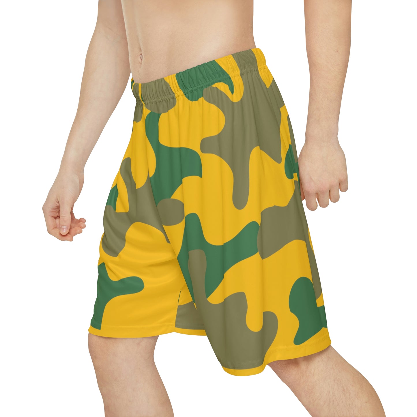 Shorts Yellow Men's Gym Shorts Camouflage color, great for workout, Basketball White