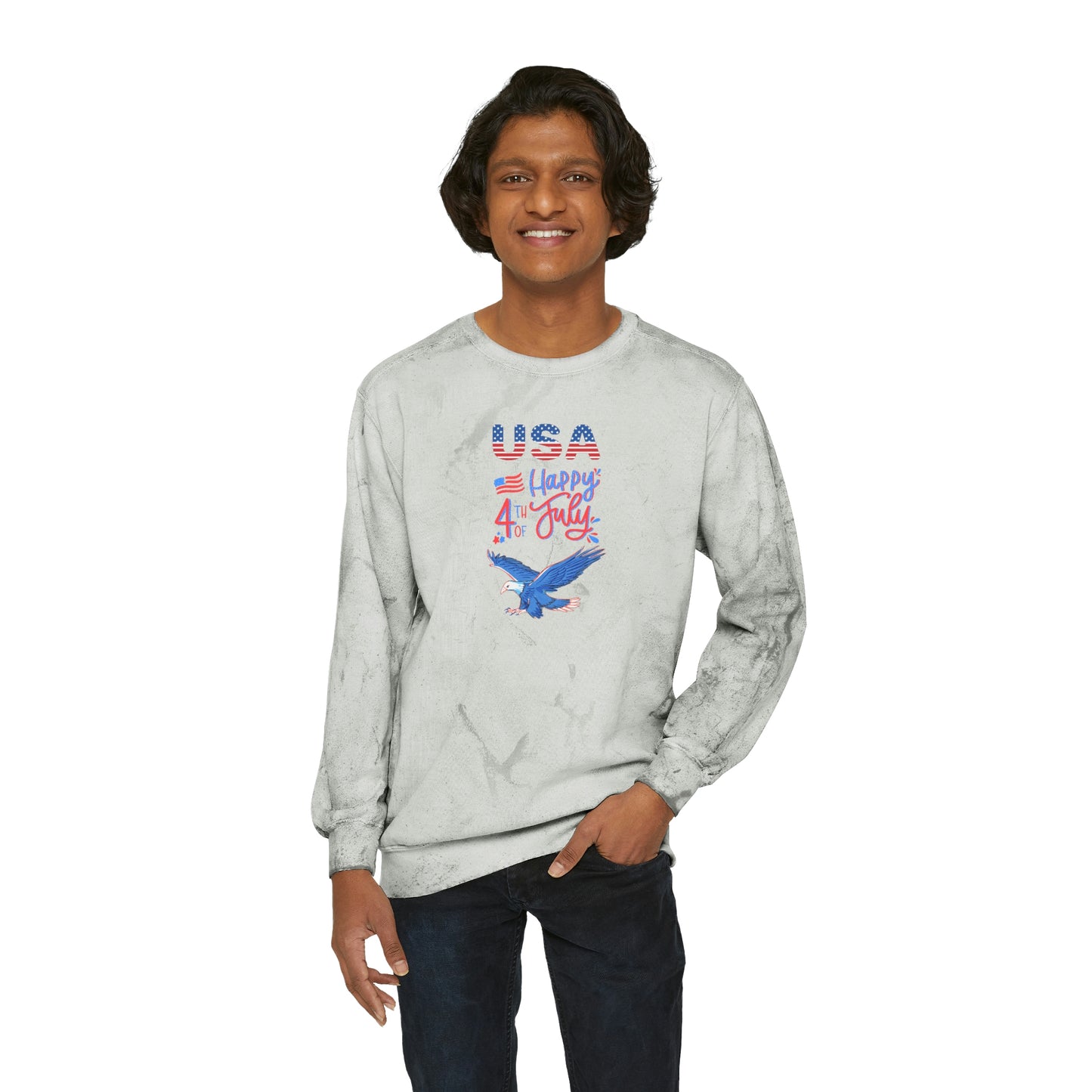 Sweatshirt Happy 4th of July, Men and Women Unisex Color Blast Crewneck Sweatshirt U.S.A