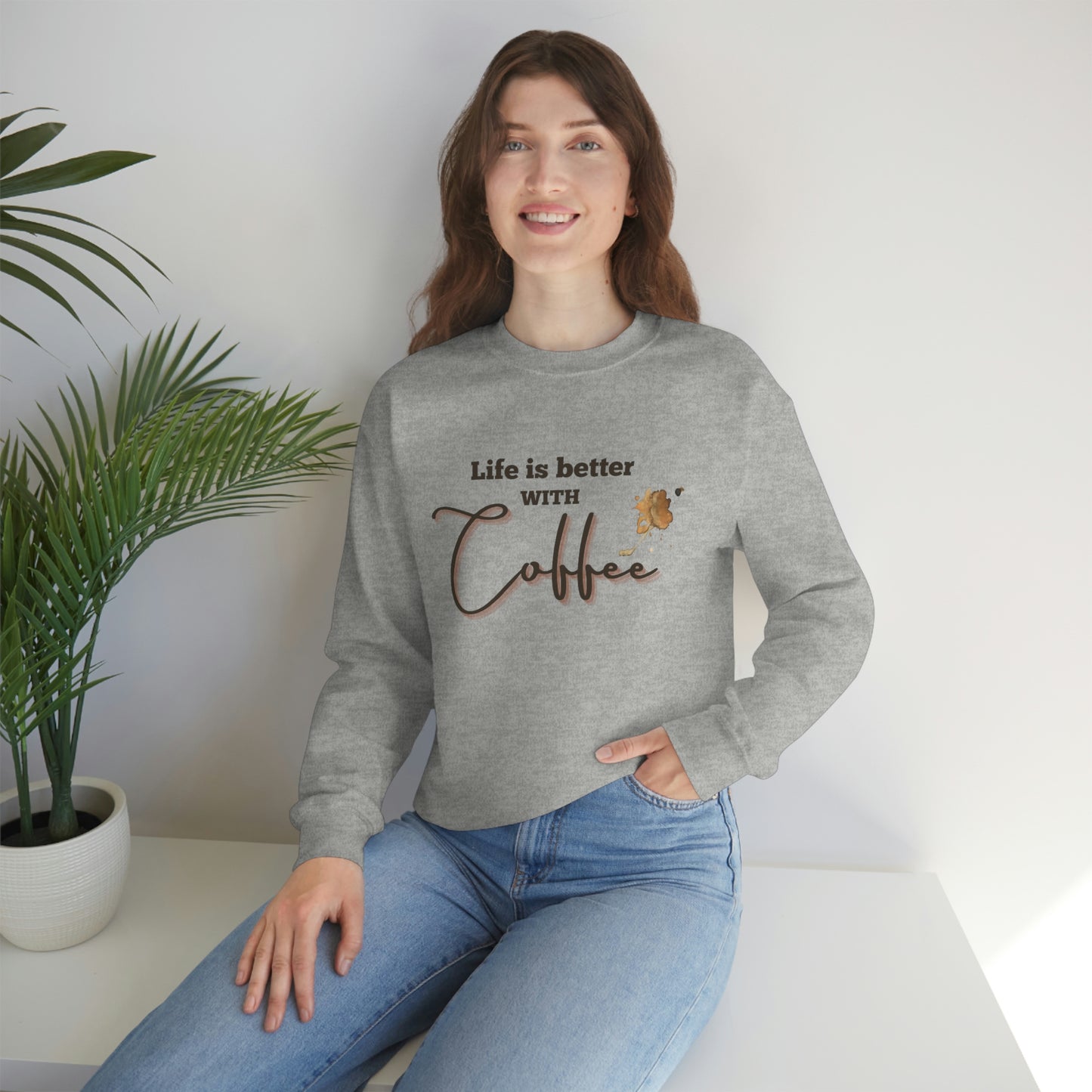 Sweatshirt Experience the Joy of Coffee with Konaloo's Unisex Heavy Blend Crewneck Sweatshirt - Perfect for Coffee Lovers!