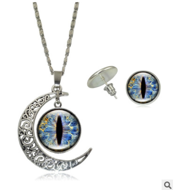 Necklace for fashion jewelry Color pupil eye series time gemstone necklace earrings Jewelry set