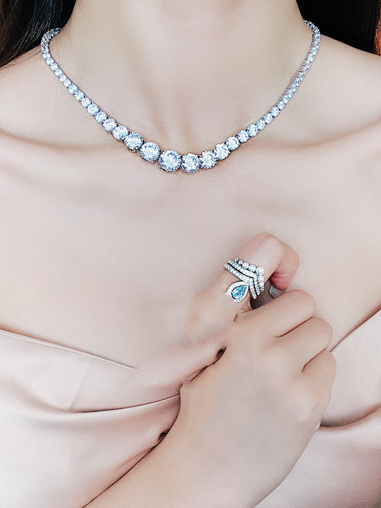 Moissanite 925 Sterling Silver Single Row Full Diamond Necklace For Women Gift