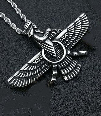 Persian Jewelry Titanium Steel Gold Plated Zoroastrian Pendant Necklace