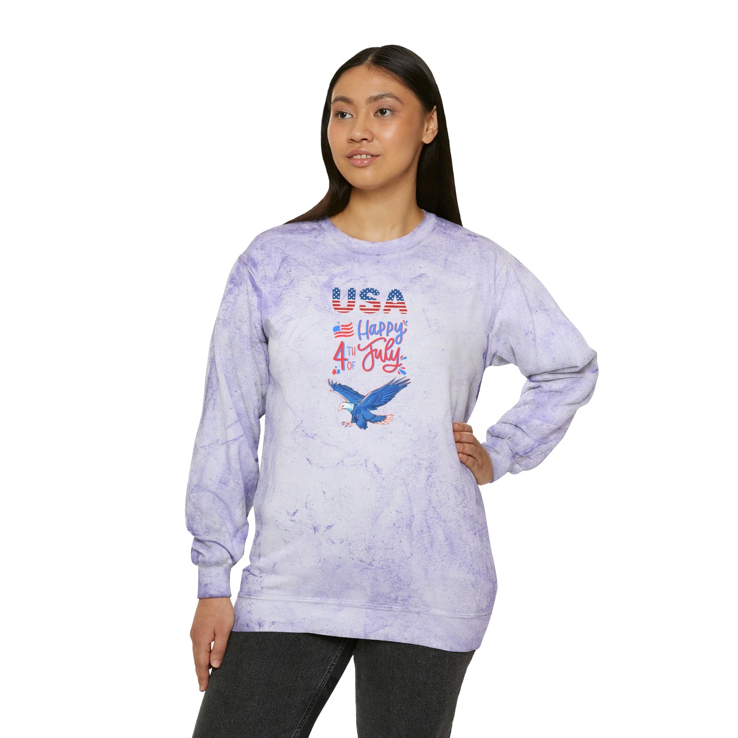 Sweatshirt Happy 4th of July, Men and Women Unisex Color Blast Crewneck Sweatshirt U.S.A