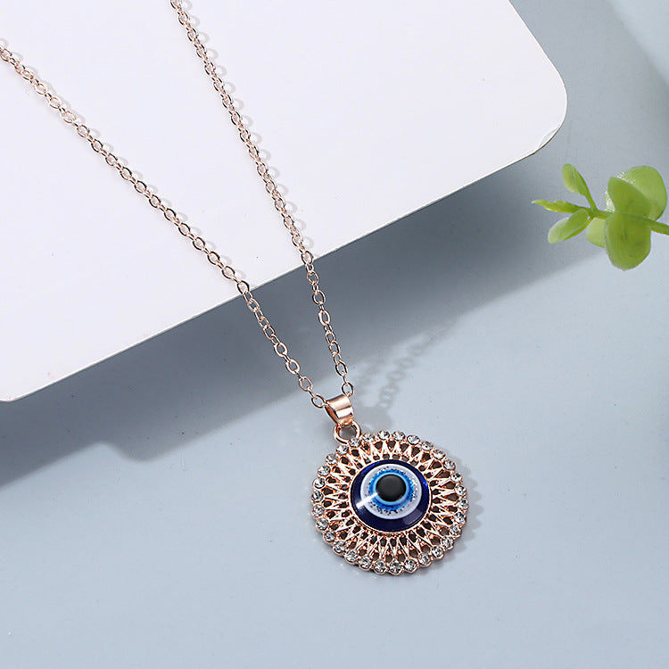 Turkish Eye Necklace Point Diamond Round Blue Eyes