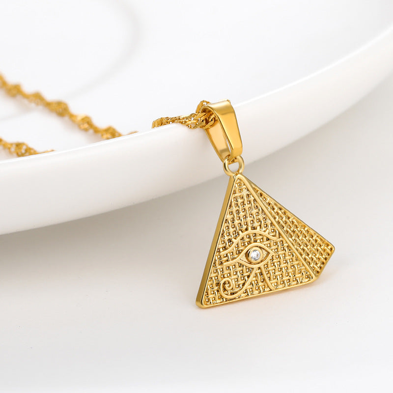 Micro Inlaid Zircon Pyramid Pendant Demon's Eye Pendant Jewelry