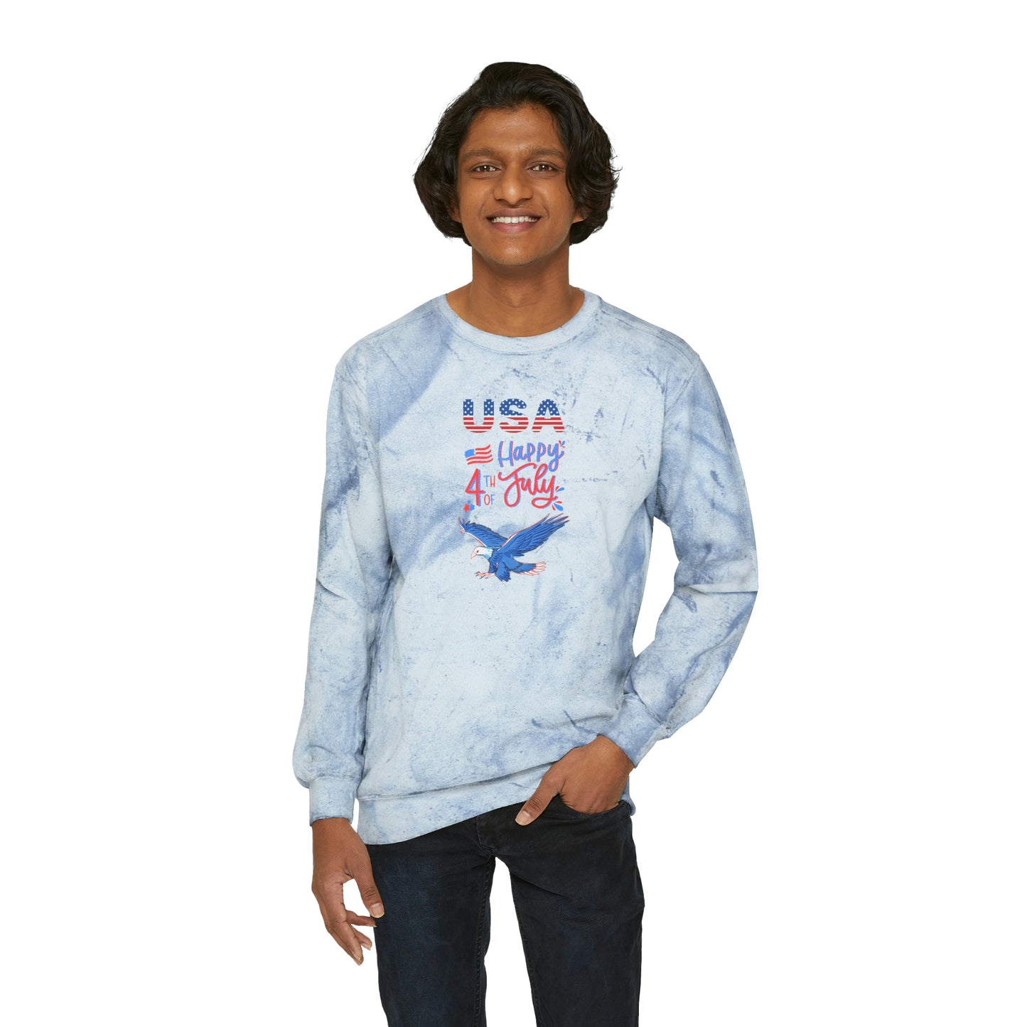 Sweatshirt Happy 4th of July, Men and Women Unisex Color Blast Crewneck Sweatshirt U.S.A