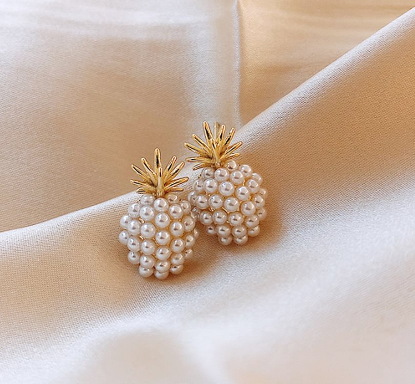 Pineapple Pearl Earrings, Gift for Mom, Daughter, Girlfriend