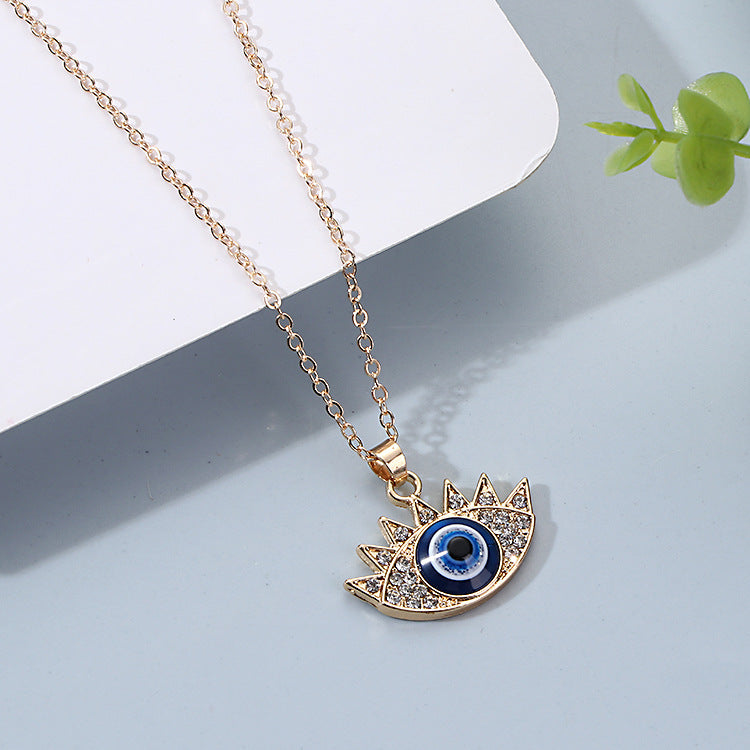 Turkish Eye Necklace Point Diamond Round Blue Eyes