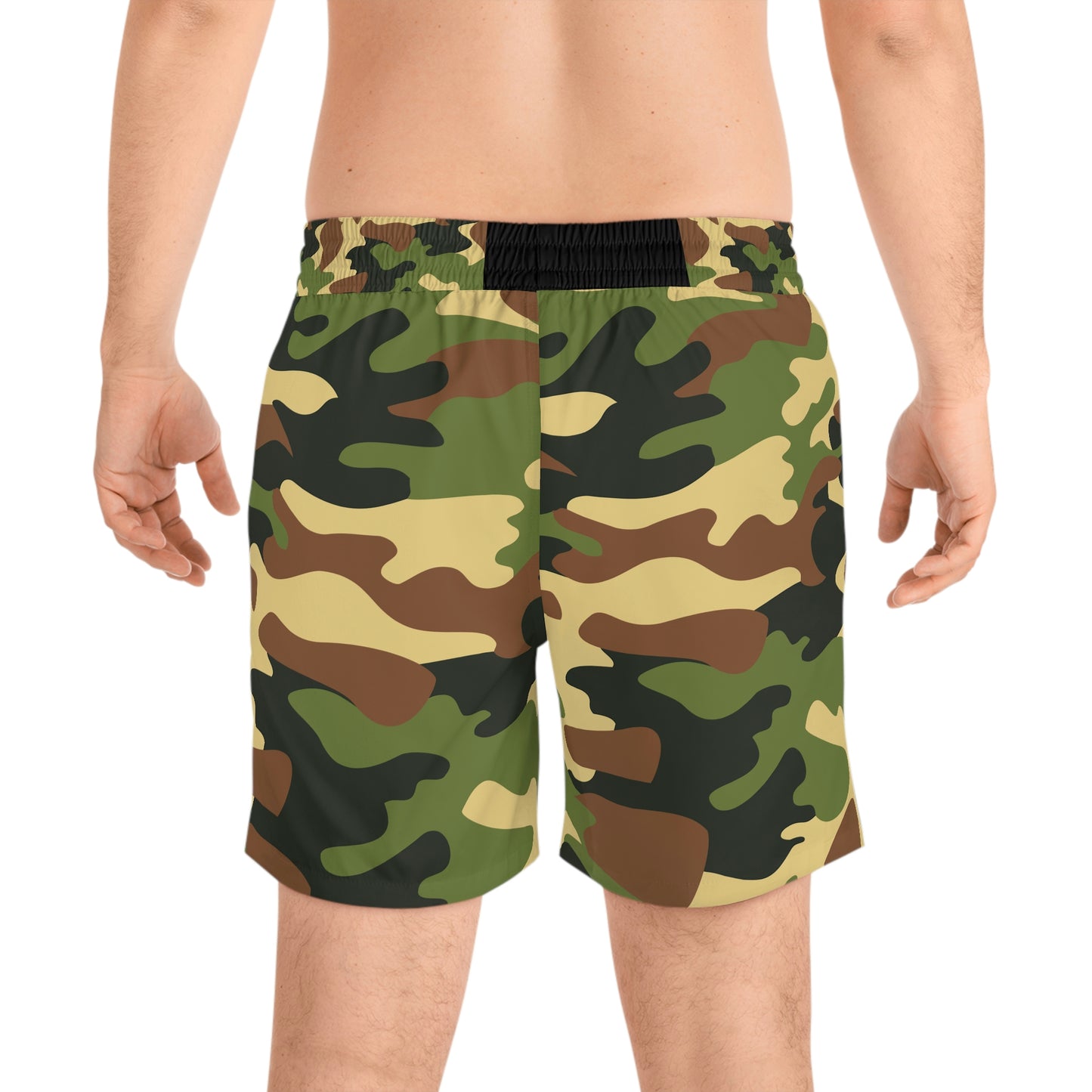 Swimwear Blend in with Style: Men's Mid-Length Camouflage Swim Shorts - Tiger Stripe Jungle Camouflage Pattern