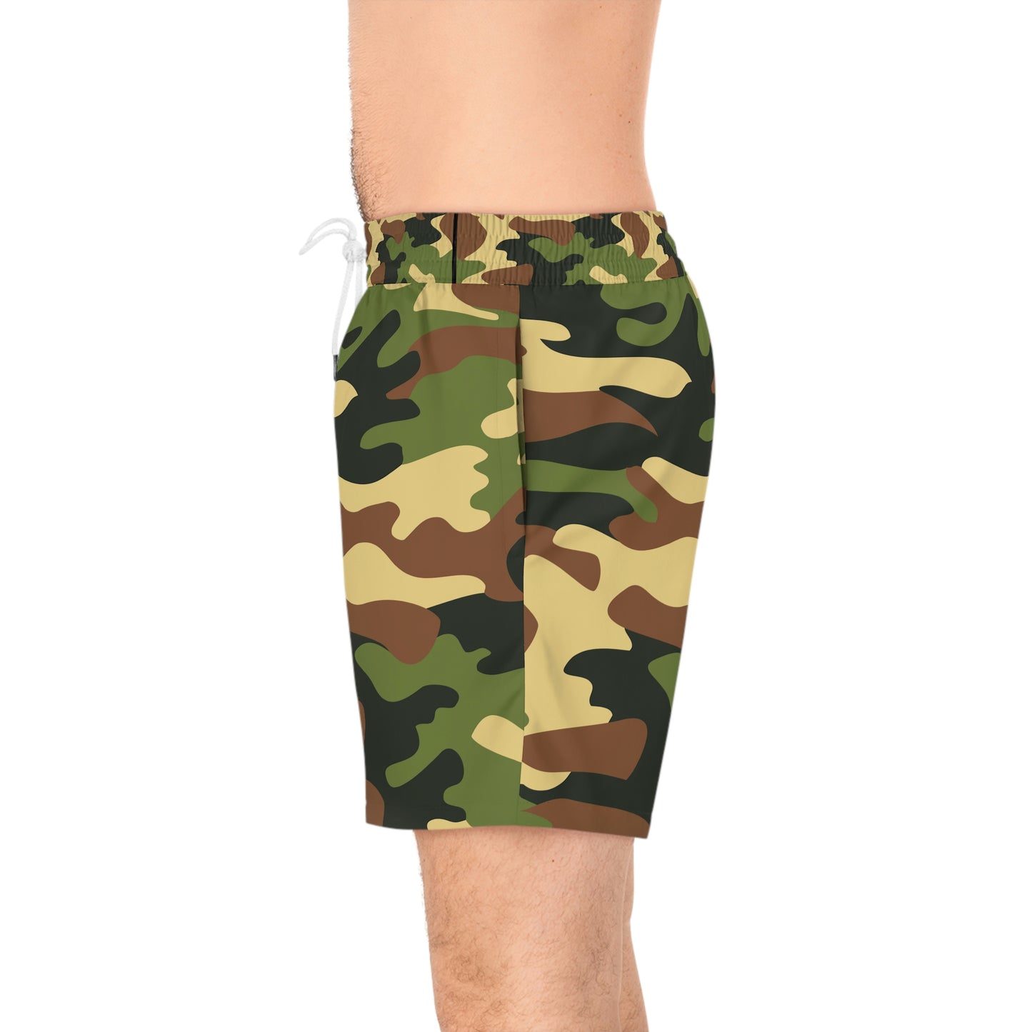 Swimwear Blend in with Style: Men's Mid-Length Camouflage Swim Shorts - Tiger Stripe Jungle Camouflage Pattern