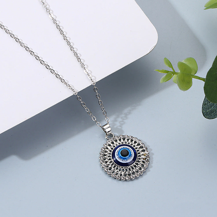 Turkish Eye Necklace Point Diamond Round Blue Eyes