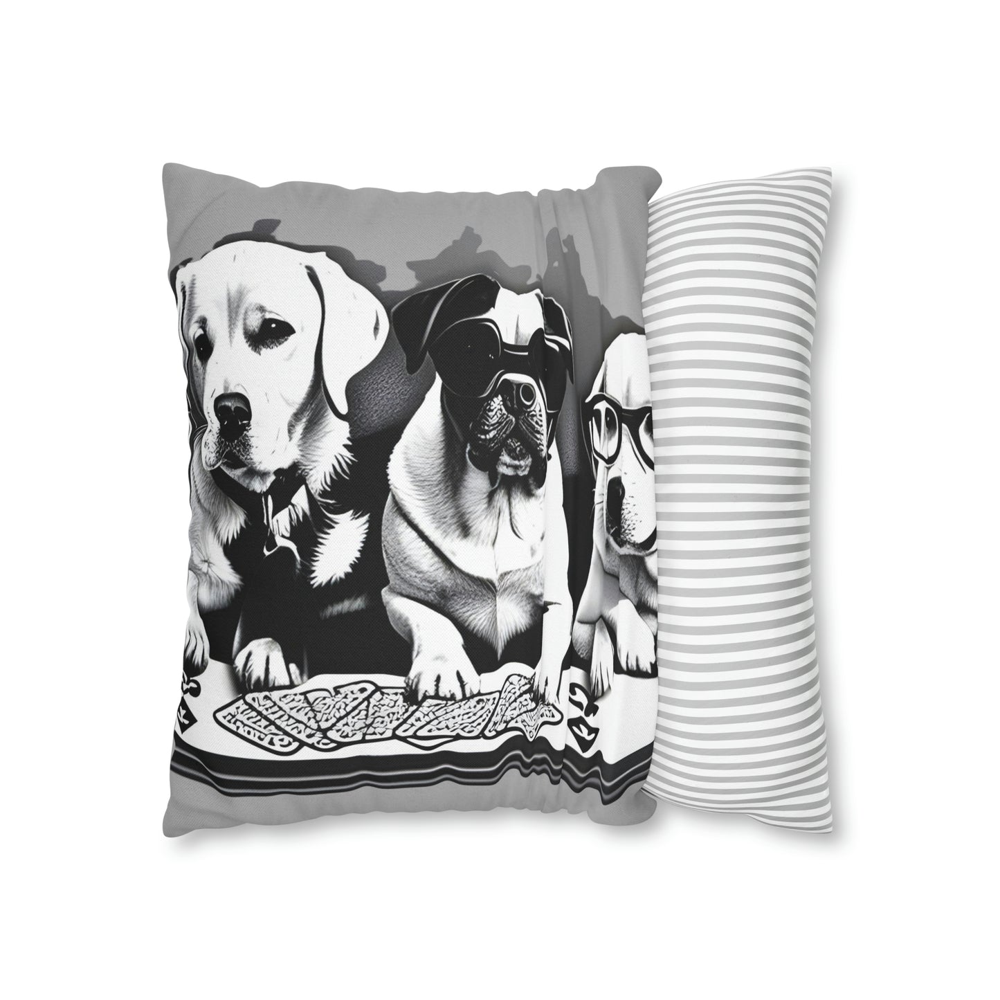 Grey Scripture Spun Polyester Square Pillow | Spun Polyester Square Pillow Case | Dogs Playing card | Dog Décor pillow