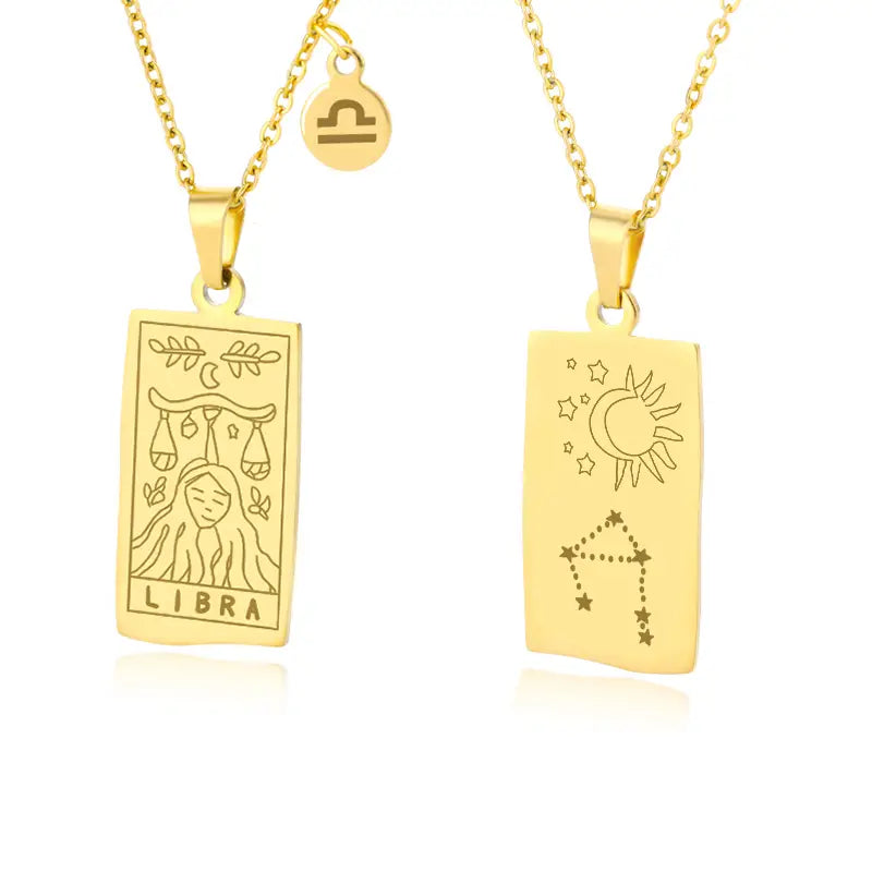 Stylish Zodiac Necklace: Get Creative with Pattern Square Brand's Stainless Steel Pendant!