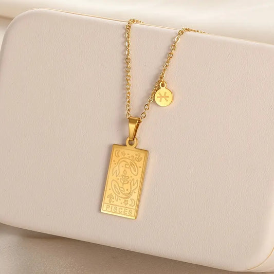 Stylish Zodiac Necklace: Get Creative with Pattern Square Brand's Stainless Steel Pendant!