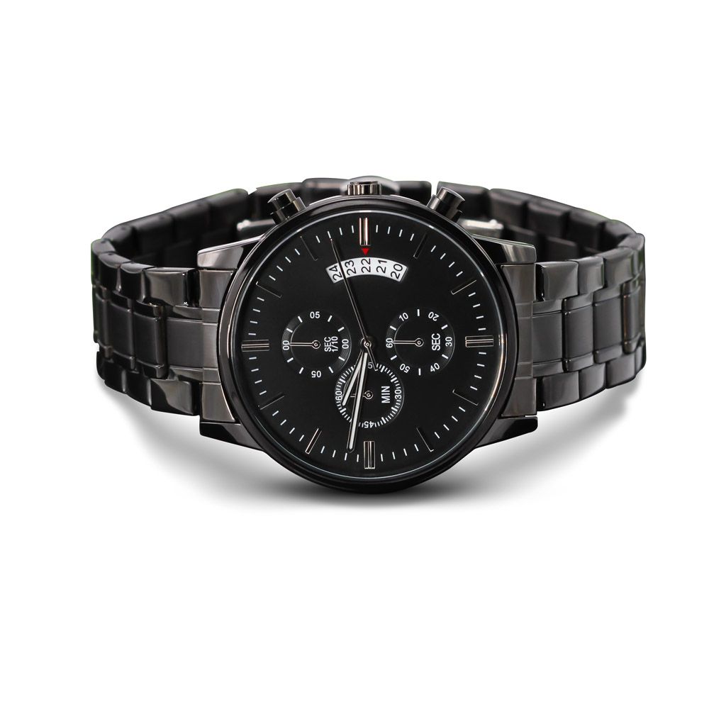 Dad Watch Make Every Moment Count with the Customizable Engraved Black Chronograph Watch: A Durable and Personalized Gift for the Special Men in Your Life